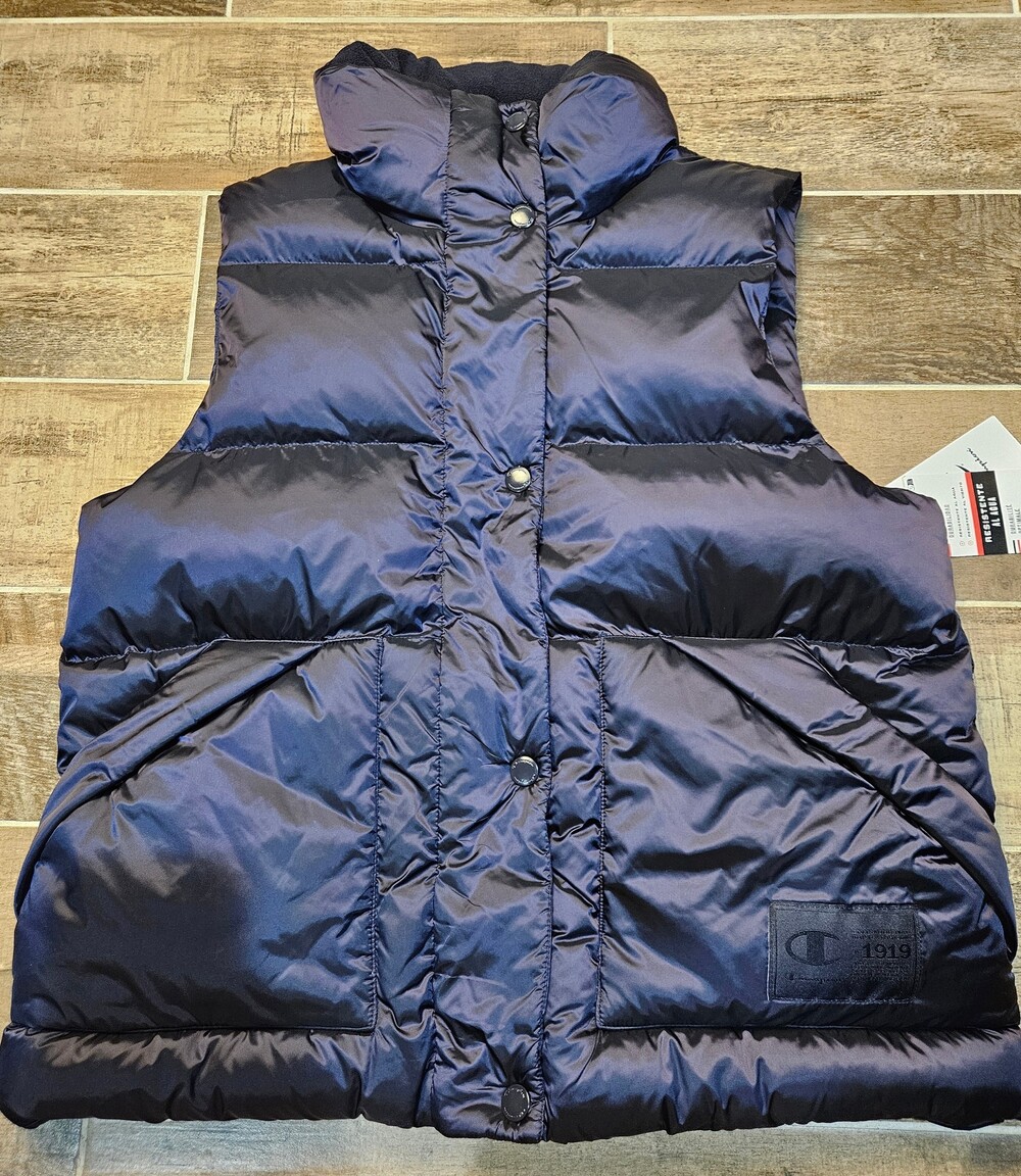 NWT Champion Men's Water Resistant Quilted Puffer Vest Navy Blue Size Medium M